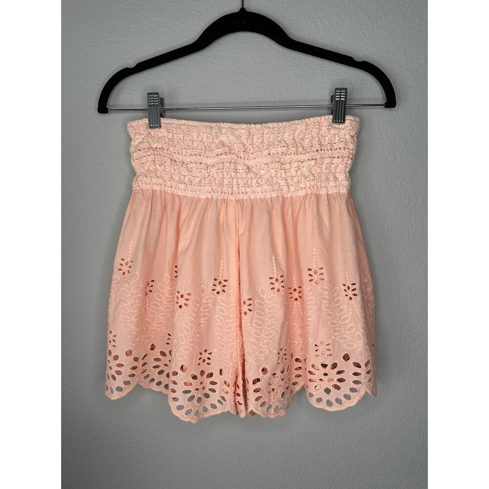 FREE PEOPLE Scalloped Hem High Rise Floral Cutout Embroidered Coquette Shorts XS - Picture 3 of 8